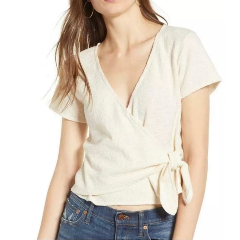Texture & Thread Wrap-Tie Top